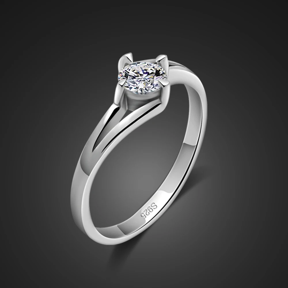 Фото Женское Обручальное кольцо из серебра 100% пробы с фианитом 18 К|Кольца| |