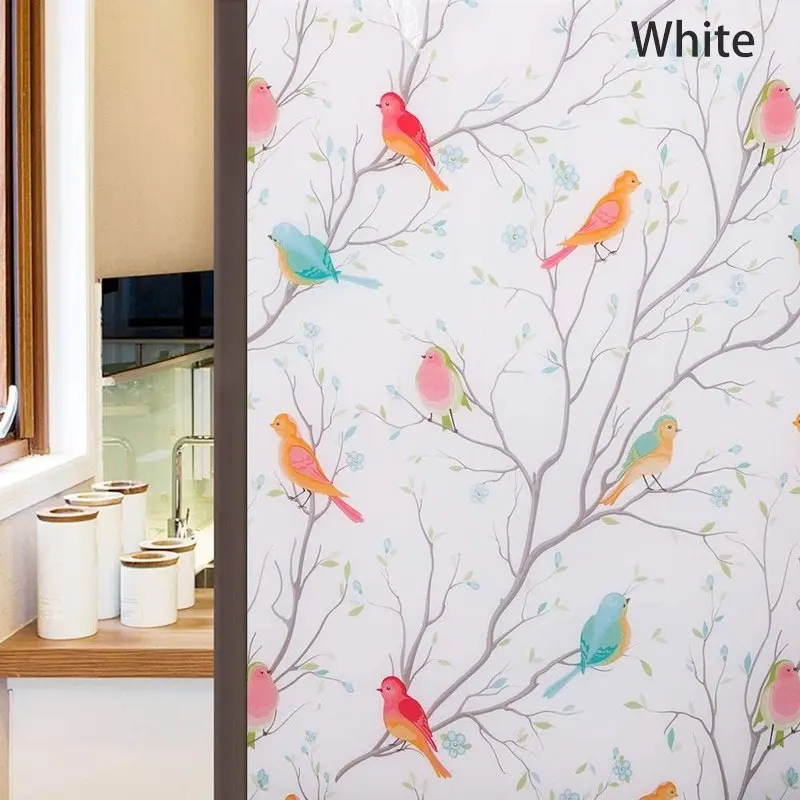 3D матовая пленка для окон неклейкая с птицами декоративная виниловая стекла