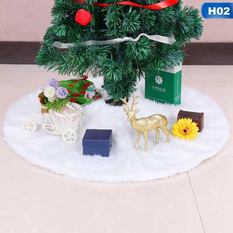90cm 78/90/122 см Плюшевые коврик под рождественскую елку искусственный мех белый снег рождественская юбка для елки рождественские для праздников и вечеринок украшения - Цвет: 90cm