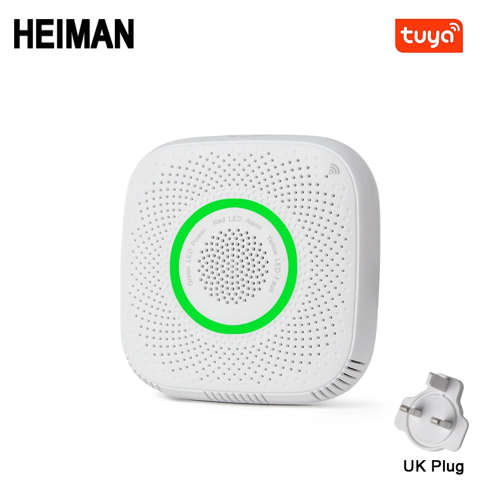 UK PLUG Tuya WiFi датчик утечки газа LPG сигнализация детектор пожарной безопасности приложение контроль безопасности умный дом датчик утечки - Цвет: UK PLUG