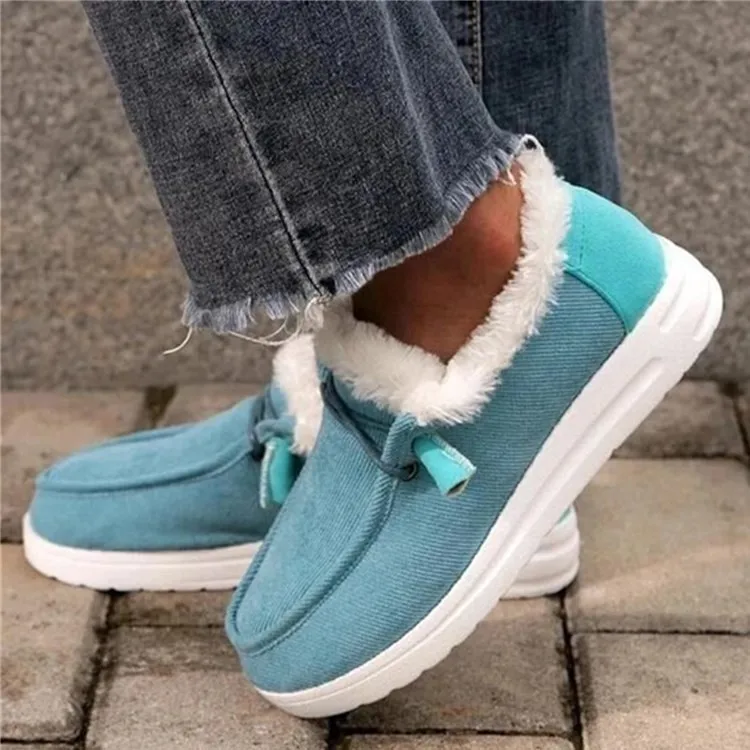 

Women's Loafers Short Plush Flat Shoes 2021 Winter Warmth Thick-soled Non-slip Casual Shoes Comfortable Soft Fluffy Loafers