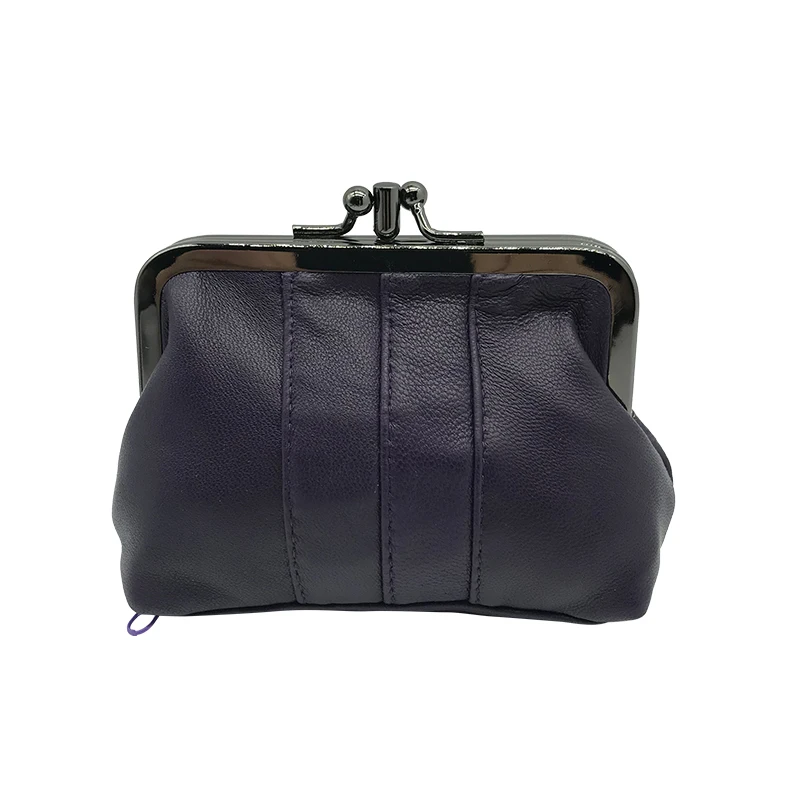 NICOLE& CO, кошелек для монет из натуральной кожи, кошелек из овечьей кожи для девочек, кошелек на металлической застежке, держатель для карт, кошелек на молнии, маленькая сумка, Новинка - Цвет: purple 0540