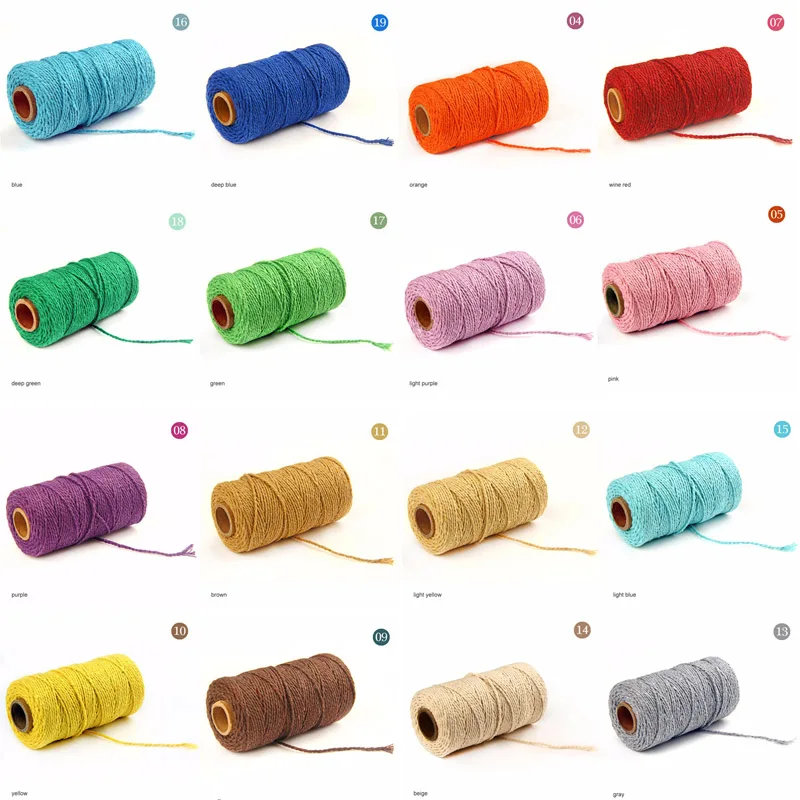 Витой шнур для макраме 100 м хлопковая веревка красочная нить рукоделия