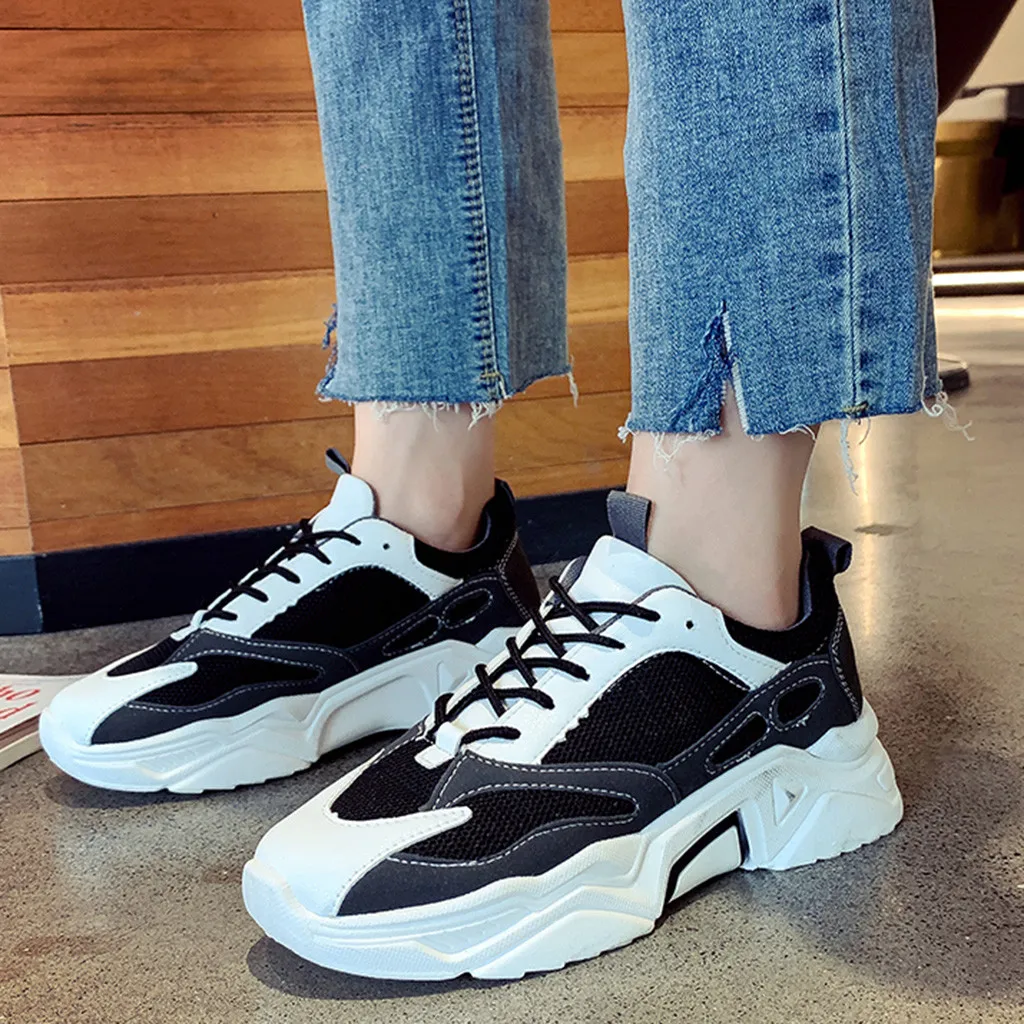 Новинка женская обувь на платформе для отдыха цвет черный белый смешанные цвета