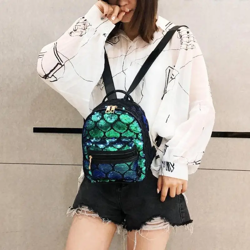 

Glitter Sequins Backpack Women Quality PU Leather Small Backpacks School Bags for Teenage Student Girls Casual Rucksack Mochilas