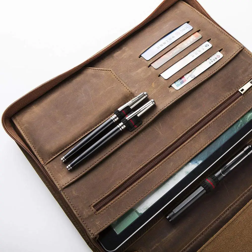 Ручная работа винтажный кожаный портфель А4 Папка с ручками индивидуальный