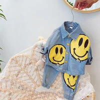 childrens sets for boys and girls denim jacket pants 1 6t spring printed smiley boy fall clothes girls outfits kids fashion