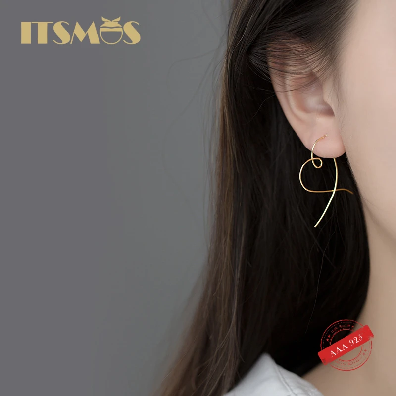 

ITSMOS 14k Gold Silver Heart Hoop Earrings Threader Earrings for Women Thin Line 23mm Romantic Jewelry for Women Girls