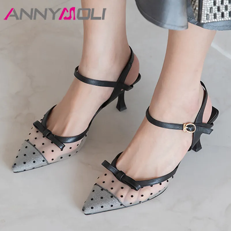 Туфли-лодочки ANNYMOLI женские из натуральной кожи заостренный носок высокий