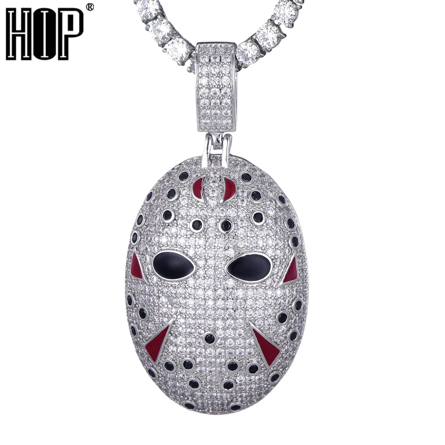

HIP Hop Gold Color Bling Full AAA+ Cubic Zirconia Iced Out Jason Mask Pendants & Necklaces for Men Jewelry