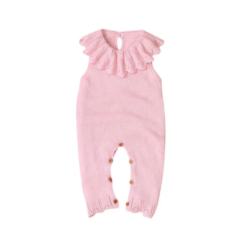 

Autumn Infant Baby Girls Sleeveless Knitted Solid Print Rompers Kids Boys Long Jumpsuit New
