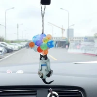cartoon cute cat car hanging ornament with colorful balloon hanging ornament decoration for auto