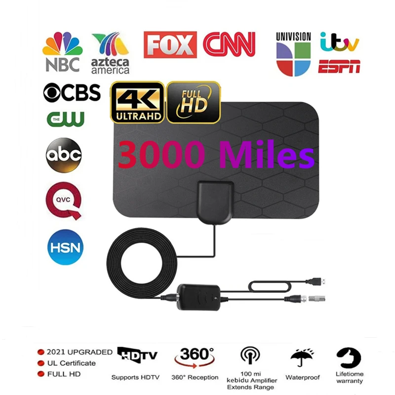 Антенна для цифрового ТВ Fox 4K 8K 25 дБ с высоким коэффициентом усиления DVB-T2 2021 миль |
