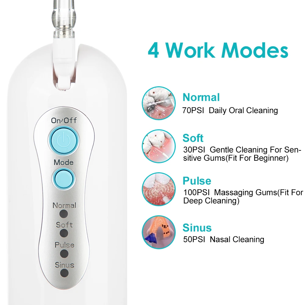 4 режима Ирригатор для полости рта USB Перезаряжаемые воды нить переносная зубная