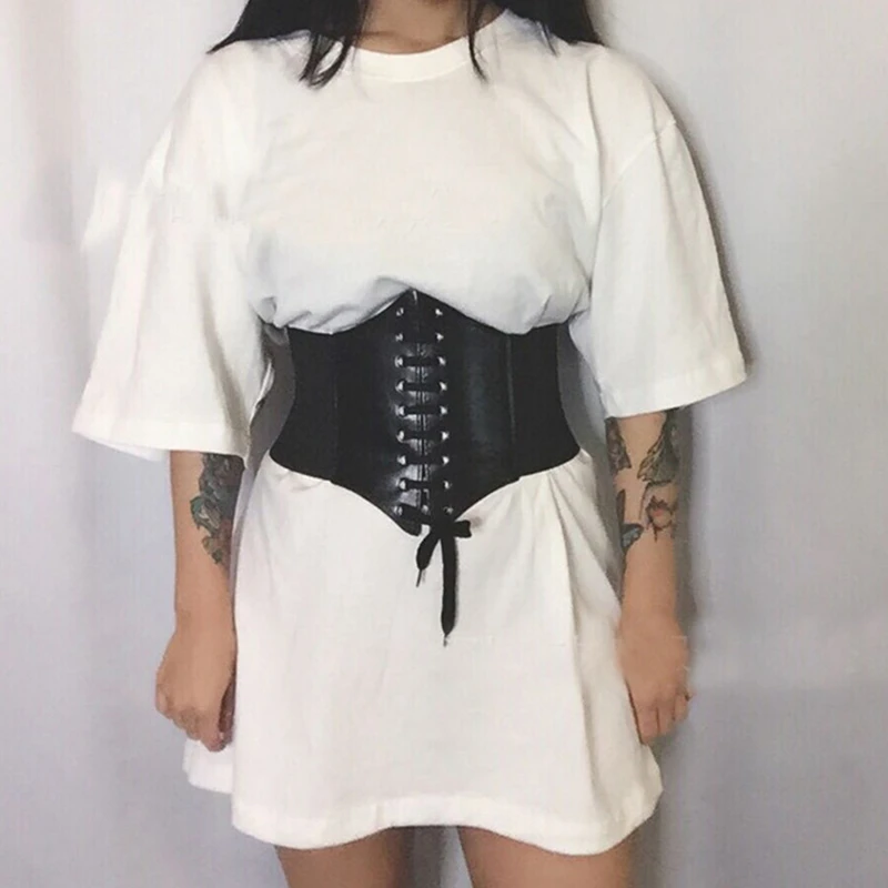 

Richkeda Store New Women Ultra Super Wide Belt PU Elastic Corset Belt Fashion Wide Waist Belt Ladies Clothing Accesoories Female