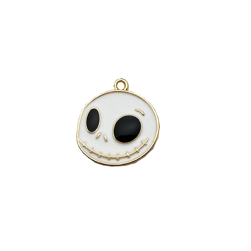 

10pcs Halloween Series Round Alloy Pendants Charm Girl Skull Mummy Enamel Charms Earring Bracelets DIY Jewelry Accessories Decor