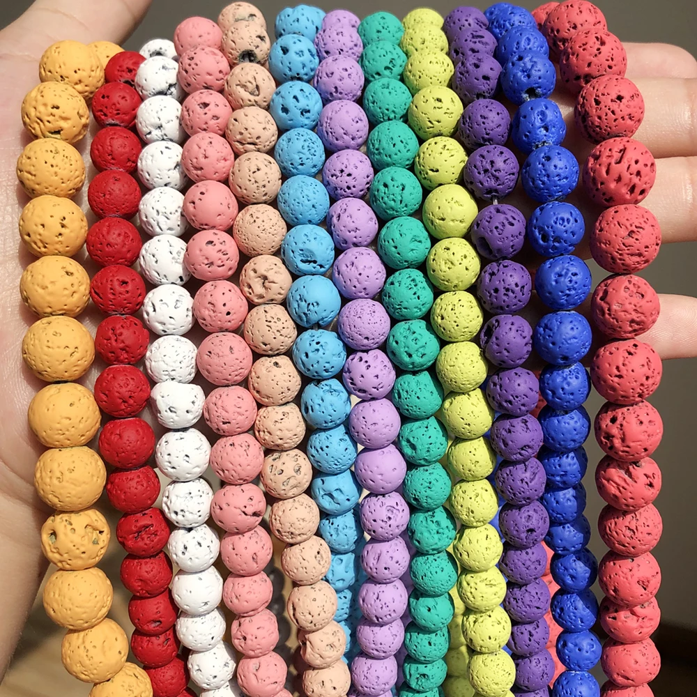 Бусины Из Натурального Гематита и вулканического камня круглые