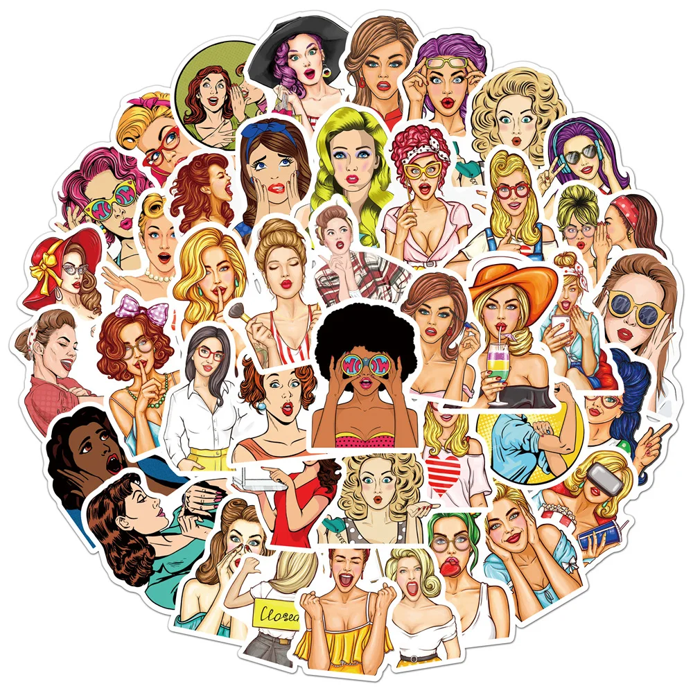 

10/30/50PCS Pop Style Retro Girl Stickers Skateboard Motorcycle Guitar Travel Luggage Phone Graffiti Sticker Decal Toy Wholesale