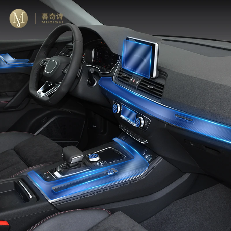 Защитная пленка TPU для центральной консоли автомобиля Audi Q5 FY 8R 2017-2021, невидимая, антицарапающая, для правостороннего и левостороннего управления.