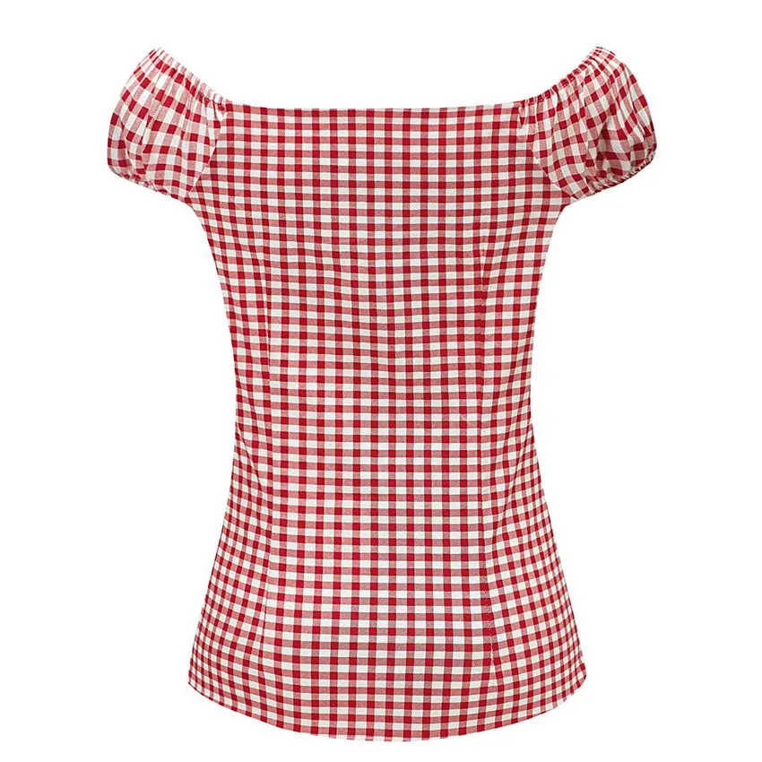 Летняя женская винтажная рубашка в горошек с принтом 50s 60 s белая и красная