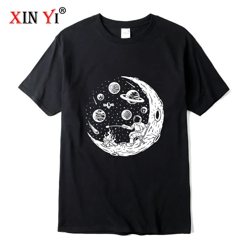 Highquality 100%cotton Lunar cleaner printing street style casual short sleeve men T shirt cool loose o-neck tshirt male t-shirt