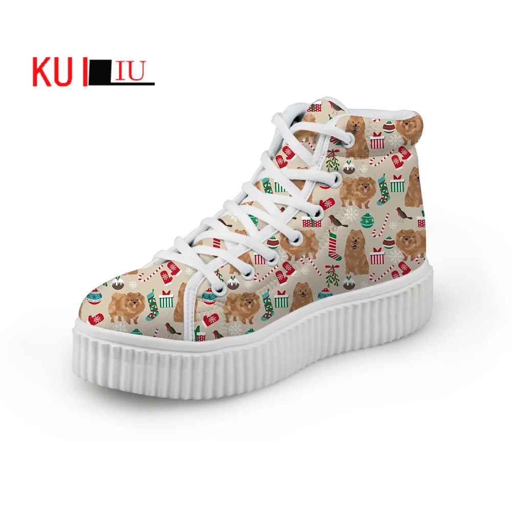 

KUILIU 2021 Women Loafers Cartoon Dogs Graffiti Print Flat on Platform Shoes Thick Sole Slip on Shoes Ladies Casual Shoe