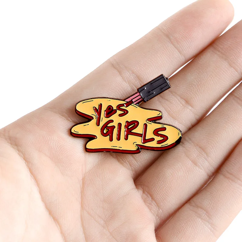 Cartoon Badges Letter YES GIRLS Brooches for Women Creative Cute Nail Polish Enamel Pins Feminist Jewelry Backpack Accessories | Украшения