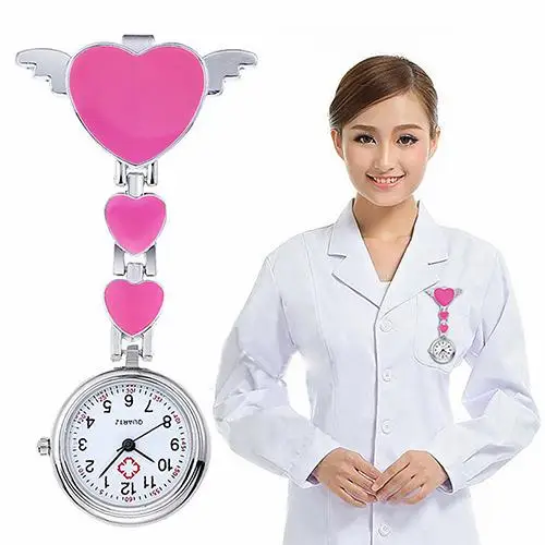

Women Life's Waterproof Nurse Watch Cute Love Heart Quartz Clip Brooch Fob Watch Doctors Medical Angel Pocket Watch женские часы