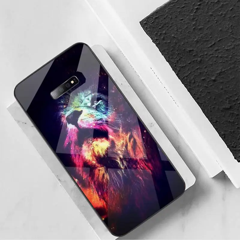 

Lion animal cool Phone Case Tempered glass For Samsung S6 S7 edge S8 S9 S10 e plus note8 9 10 pro