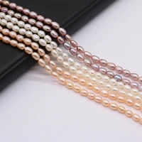 36cm fine 100 natural freshwater white orange purple rice pearl beads for women jewelry making bracelet necklace size 3 5 4mm