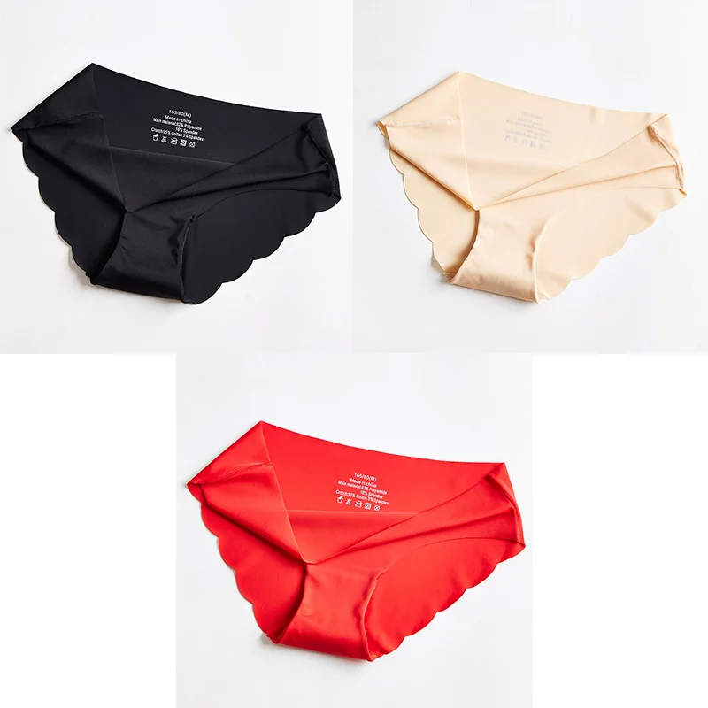 black nude red 3 шт. бесшовные трусики для женщин, нижнее белье, сексуальные трусы, одноцветные женские трусики, Лидер продаж, нижнее белье для женщин, бесшовное M-XXL BANNIROU - Цвет: black nude red