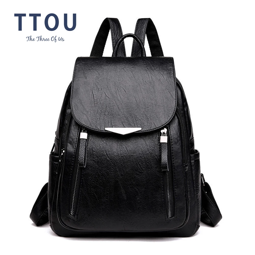 

Casual Backpack Female Brand Leather Women's Backpack Large Capacity School Bag For Girls Double Zipper Fashion Shoulder Bags