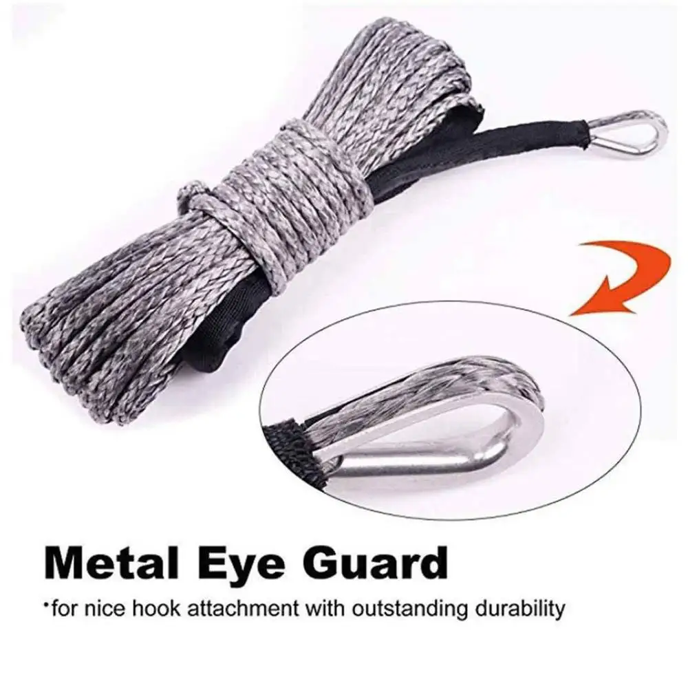 

New 7700lbs Electric Winch Rope Nylon Rope High Strength Fiber Rope 6mmx15m Car Tow Rope Tow Strap