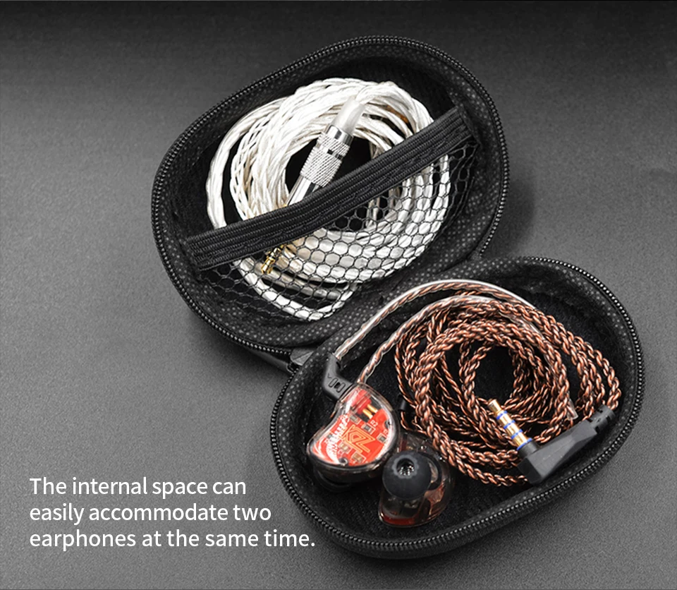 Kz овальный логотип сумка для хранения наушников Pu контейнер для хранения на молнии черный портативный ящик для хранения подходит для оригинальные наушники As10