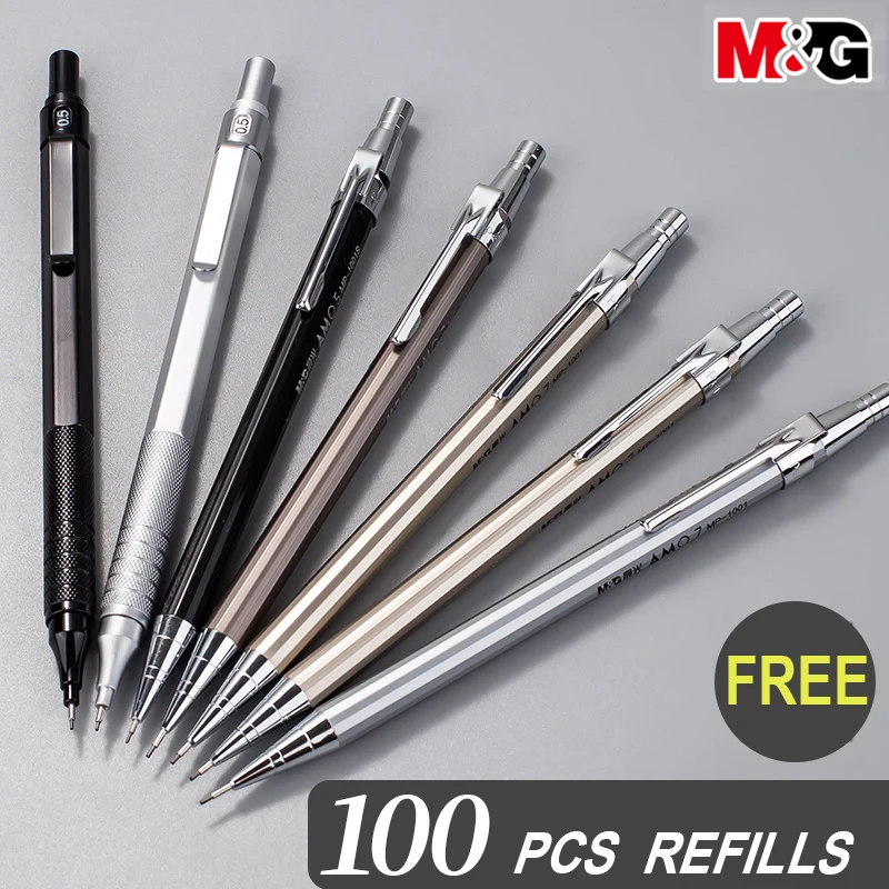 

M&G Metal Mechanical Pencil 0.5mm/0.7mm Lead Refill Student Writing Stationery Automatic Pencils Office School Supplies
