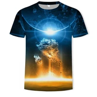 summer new starry sky landscape 3d printing mens t shirt casual and comfortable personality mens t shirt