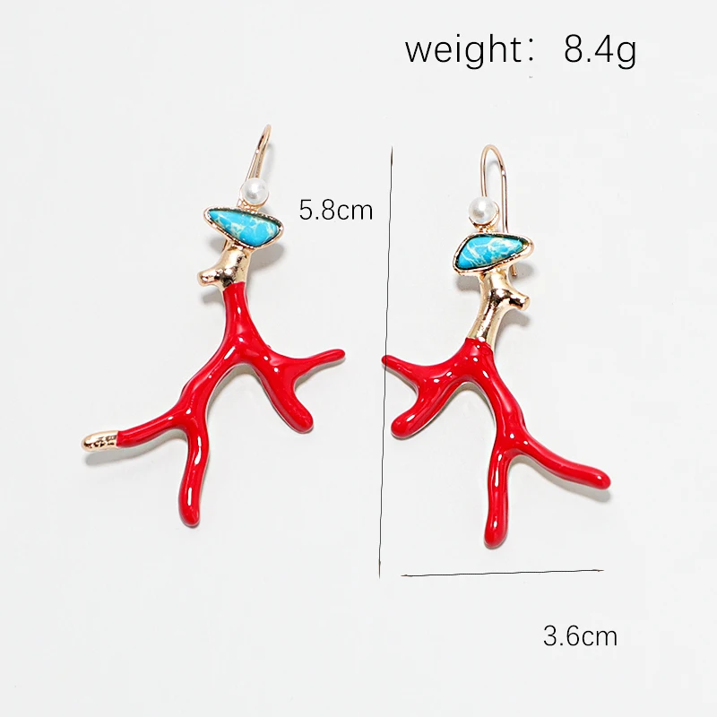 Коми Бохо модные коралловые ветви дерева висячие резиновые Висячие серьги для