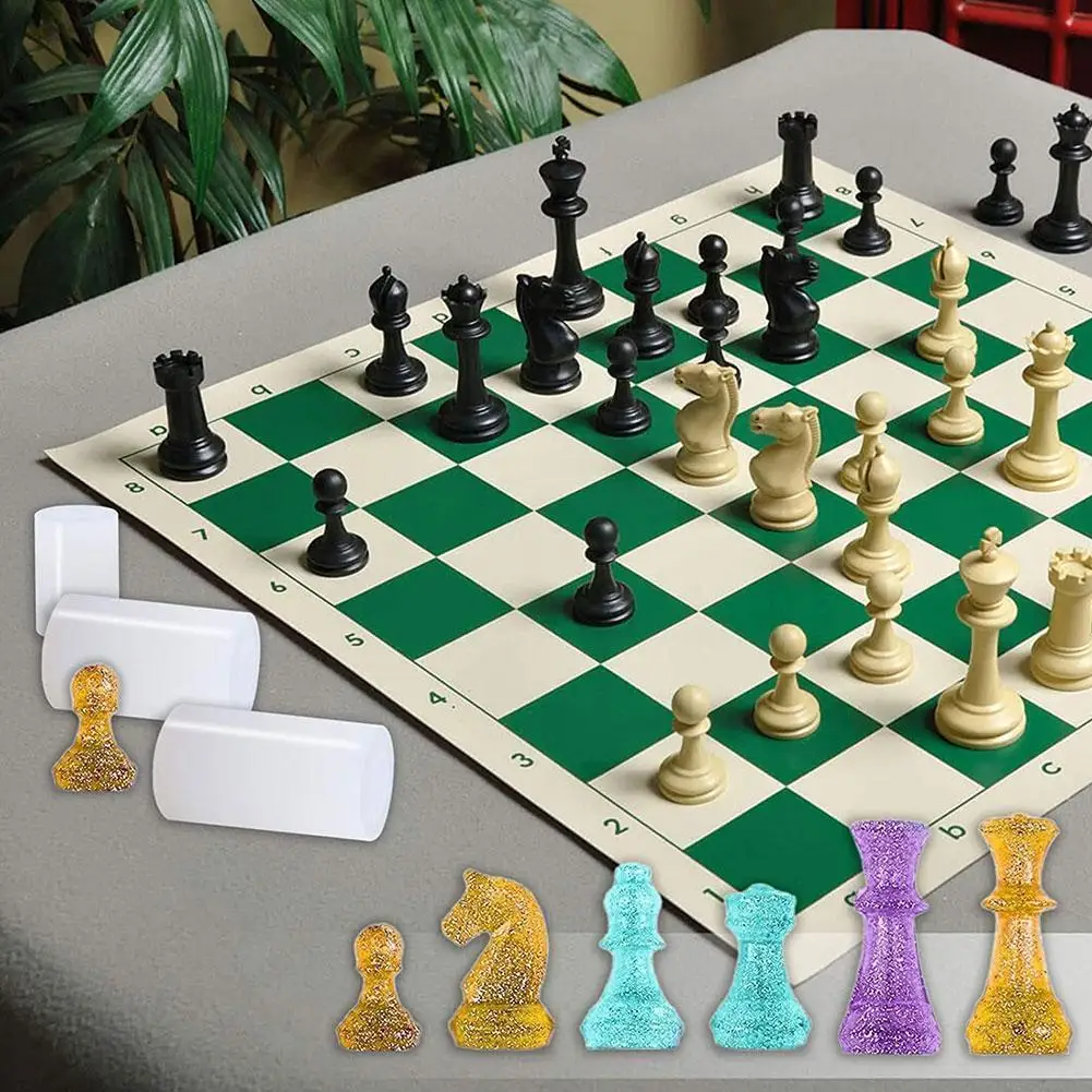 

Chess Kit Silicone Mold Resin International Chess Pieces Crystal Checkers For Diy Mould Epoxy Resin Tools Checkerboard Hand N2M4