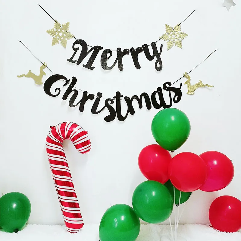 

Christmas Decoration Black Gold Pull Flags Bunting Christmas Scene Decoration Christmas Paper Hanging Flags Christmas Decor