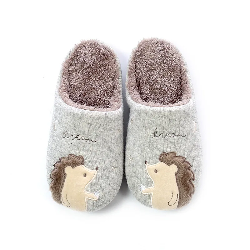 Hedgehog gray Теплые кроссовки, красивая зимняя обувь с лисой и товары для дома с единорогом, женская спортивная обувь с противоскользящей памятью в домашних условиях - Цвет: Hedgehog gray