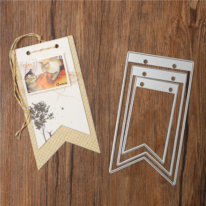 

Kokorosa Metal Cutting Dies Alinacraft Banner Tag Heart Edge Tail Flag Scrapbooking Paper Craft Album Card Punch Art Cutter