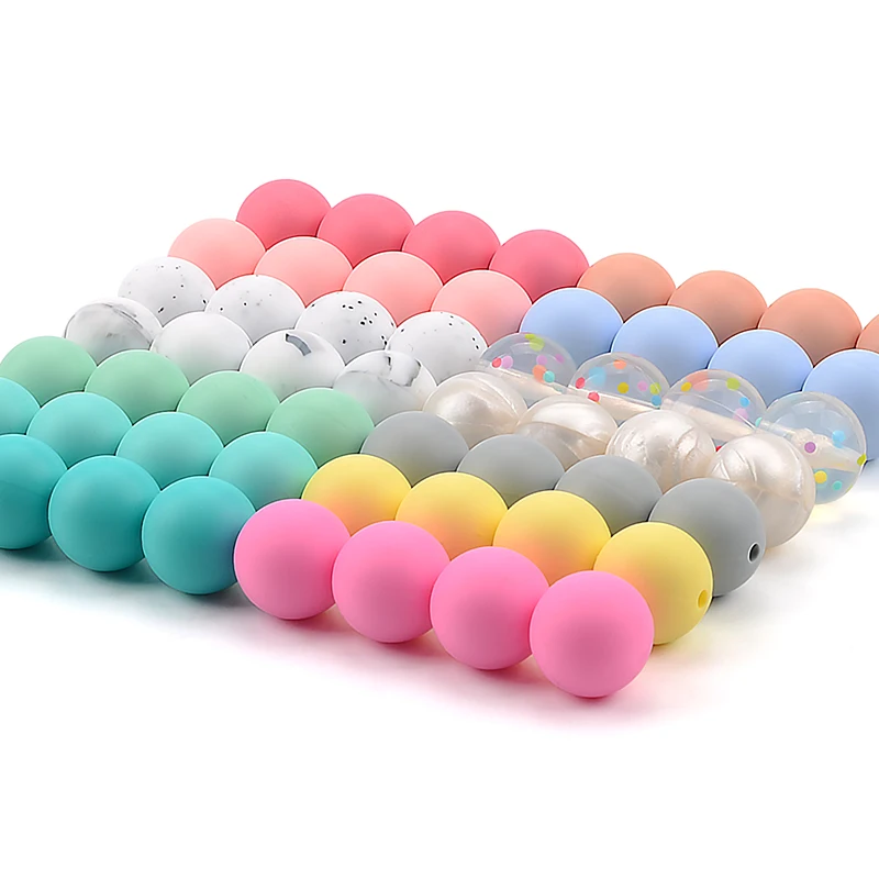 LOFCA-Cuentas redondas de silicona de 19mm para beb&eacute;, collar sin BPA de grado alimenticio, joyer&iacute;a artesanal, accesorios de enfermer&iacute;a, 100 Uds.-4