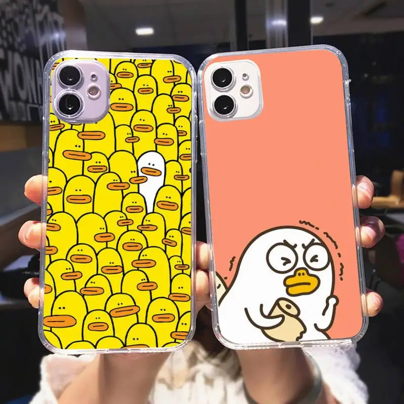 

Funny Happy cartoon Duck Phone Case For iPhone 12 Mini 11 Pro XS Max X XR 7 8 Plus