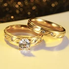Женские и мужские парные кольца 2021, золотистые гладкие двухрядные циркониевые кольца из нержавеющей стали, ювелирные изделия на палец, роскошный хрустальный Стразы в подарок