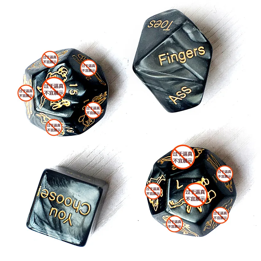 

4PCS/Set Marble dice golden 12 sides romantic love humor adult bedroom hotel dice tube fun toys adult couple games gift