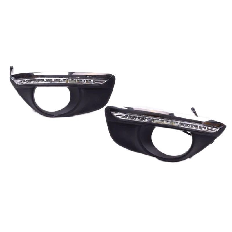 

Car Daytime Running Light DRL LED Fog Lamp Cover with Yellow Turning Signal Functions for Hyundai Santa Fe 2010-2012