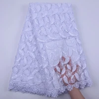 pure white milk silk lace african tulle lace fabric high quality 2021 sequins nigerian voile lace fabric for wedding dress party