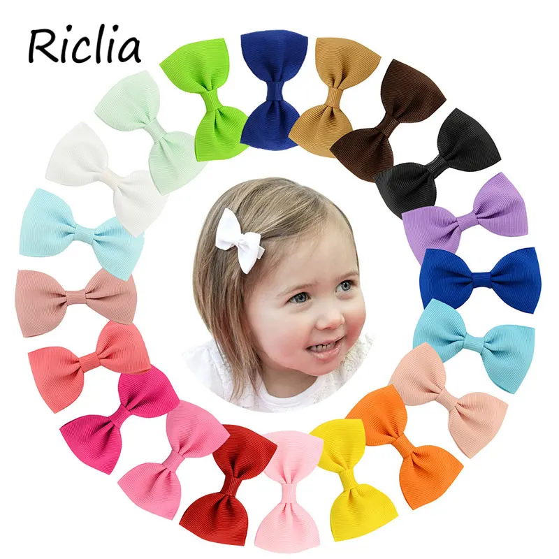 Riclia/20 шт./партия, маленькие детские заколки для волос, однотонные милые детские аксессуары для волос, 20 цветов, бант, детские головные волосы для девочек, подарок