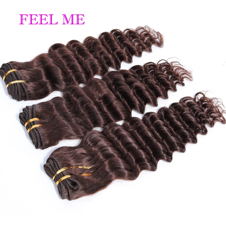 Филми Цветной #2 темно коричневые волосы глубокая волна пряди 1/3/4 шт. бразильская