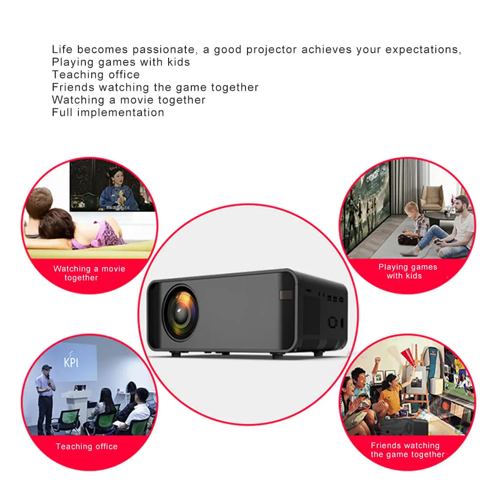 Проектор W80 HD для домашнего кинотеатра HDMI/AV/USB/SD/VGA поддержка звукового кабеля Dolby Wi